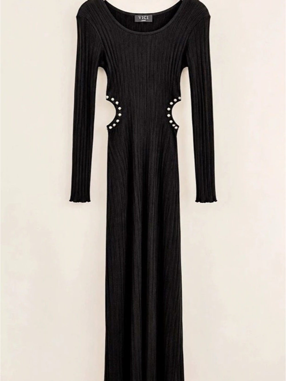 VICI Ribbed Cutout Maxi Dress Black Large Like New